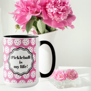 Personlig Rosa och vit pickleball Mugg
