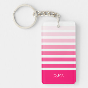 Personlig Rosa Ombre Namn Nyckelring
