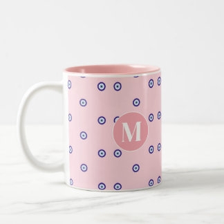 Personlig Rosa Onda Öga Mönster Monogram Två-Tonad Mugg
