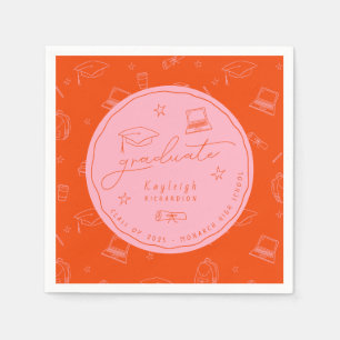 Personlig Rosa Orange Studentfest Napkins Pappersservett