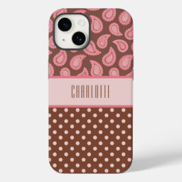 Personlig Rosa Paisley & Polka dots Phone Case