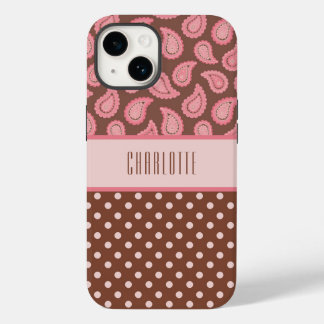 Personlig Rosa Paisley & Polka dots Phone Case