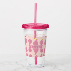 Personlig Rosa Päron Mönster Söt Tjejig Frukt Take Away Mugg