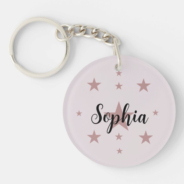Personlig Rosa Pastel Star Acrylic Keychain (Framsidan)
