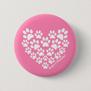 Personlig Rosa Paw Skriv ut Knapp