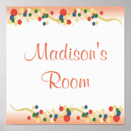 Personlig Rosa Peach Asian Blommigt Template Poster