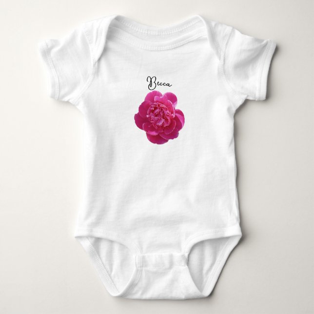 Personlig Rosa Pionblomma T Shirt (Framsida)