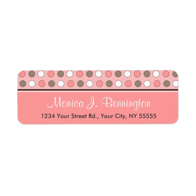 Personlig Rosa Polka Dot-Adressetiketter Returadress Etikett (Framsidan)