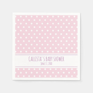 Personlig Rosa Polka Dot Baby Shower Pappersservett