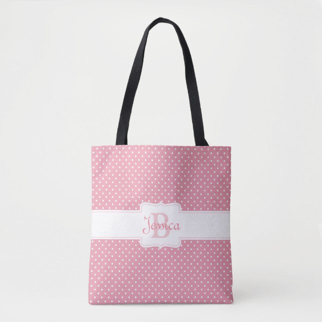 Personlig Rosa Polka Dot Mönster Tygkasse (Framsida)