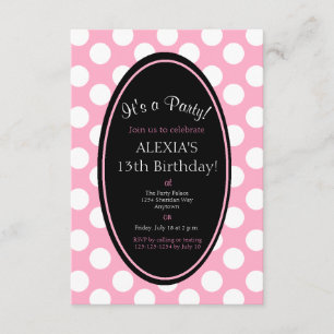 Personlig Rosa Polka Dot Party-inbjudan Inbjudningar