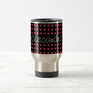 Personlig Rosa Polka dots på svart bakgrund Resemugg