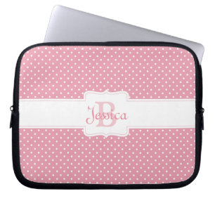 Personlig Rosa Polka-punkt Laptop Fodral