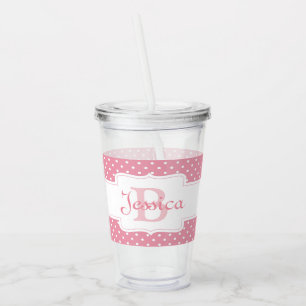 Personlig Rosa Polka-punkt Take Away Mugg