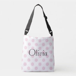 Personlig Rosa Polkadot Ditt namntypografi Axelväska
