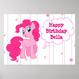 Personlig Rosa Pony Grattis på födelsedagen Poster