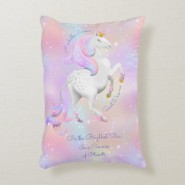 Personlig Rosa Princess Unicorn Nursery Prydnadskudde