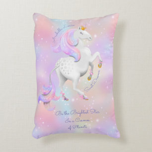 Personlig Rosa Princess Unicorn Nursery Prydnadskudde