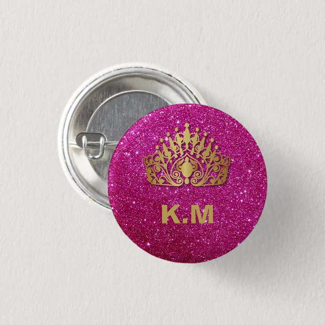 Personlig Rosa Prinsessa Nagel Manikyr Knapp (Framsida & baksida)
