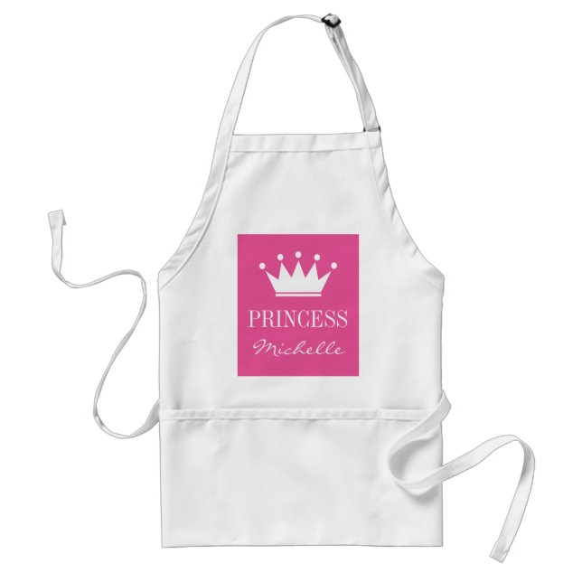 Personlig rosa prinsessan krona apron för kvinnor förkläde (Framsidan)