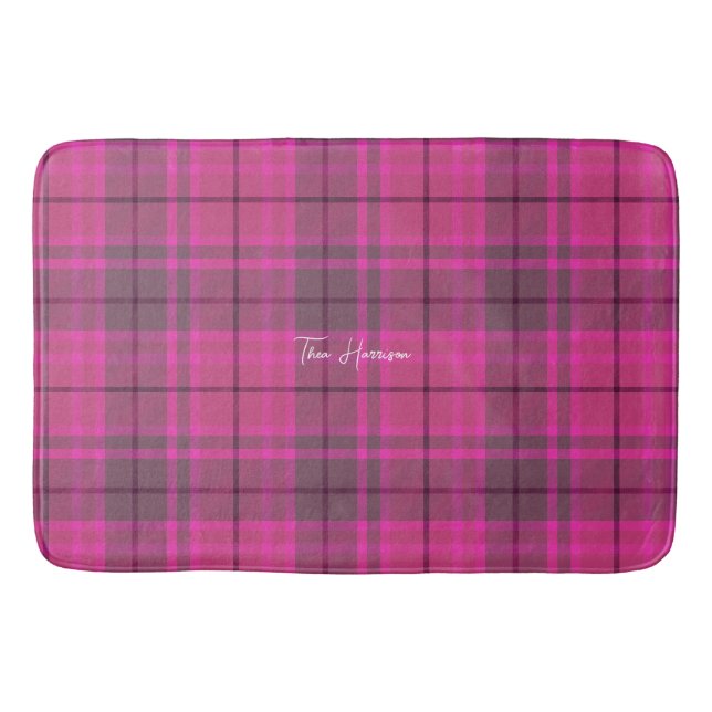 Personlig rosa purplepppy plaid tartan badrumsmatta (Framsidan)
