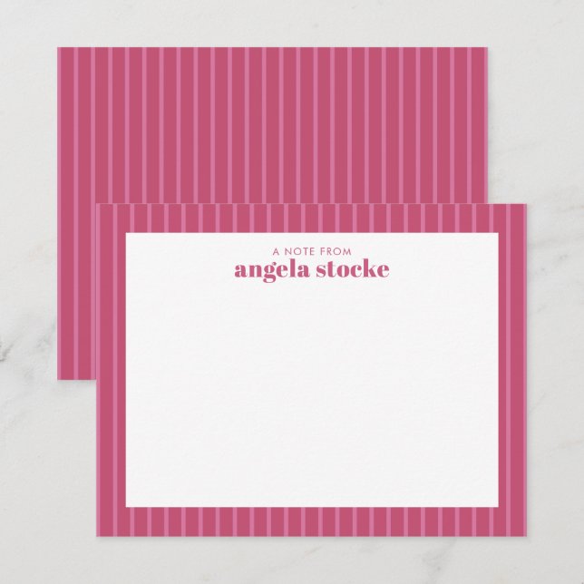 Personlig rosa rand anteckningskort (Fram/baksida)