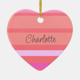 Personlig Rosa Rand Heart Julgransprydnad Keramik