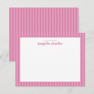 Personlig rosa randig anteckningskort