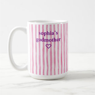 Personlig rosa randig gudmor kaffemugg