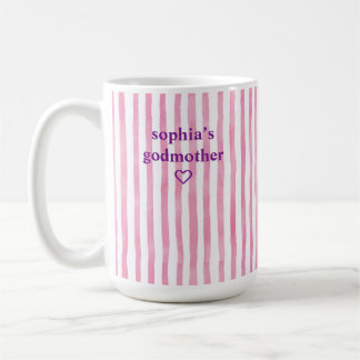 Personlig rosa randig gudmor kaffemugg