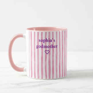 Personlig rosa randig gudmor mugg