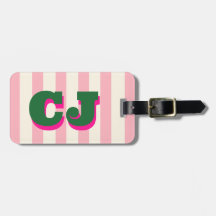 Personlig rosa randig monogram, anpassad initial 