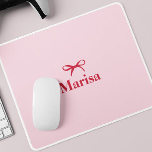 Personlig Rosa & Red Bow Namn Musmatta