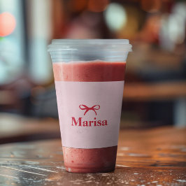 Personlig Rosa & Red Bow Namn Take Away Mugg