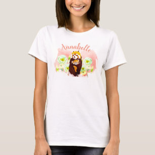 Personlig Rosa Red Panda Mamma Baby T-shirt