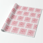 Personlig Rosa Red Retro Möhippa Presentpapper<br><div class="desc">Höj din gåva ge genom att använda personligens papper som omfattar briden till hennes namn och datum för hennes händelse. Design finns i en palett med rött trendig och rosa med en skalad kvadrat,  hand plockade inslag av cocktailglas,  hjärtan och ord "Cheers". Anpassa mallen med textinformationen. © Kimbelled,  LLC</div>
