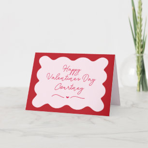 Personlig Rosa & Red Scalloped Valentine Kort