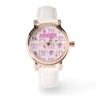 Personlig Rosa Retro Milkshake Söt Coquette Armbandsur
