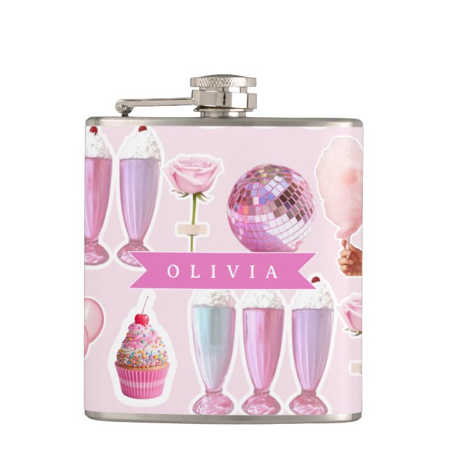 Personlig Rosa Retro Milkshake Söt Coquette Fickplunta (Framsidan)