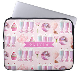 Personlig Rosa Retro Milkshake Söt Coquette Laptop Fodral