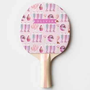 Personlig Rosa Retro Milkshake Söt Coquette Pingisracket