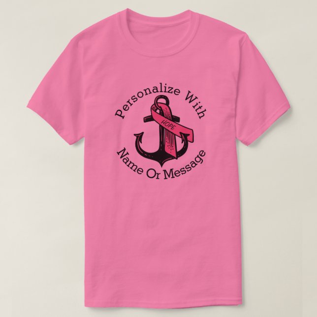 PERSONLIG Rosa Ribbon Anchor T-shirt (Design framsida)