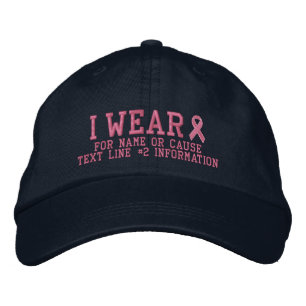 Personlig Rosa Ribbon Awareness Embroidery Broderad Keps