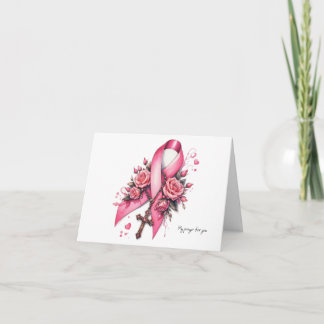 Personlig Rosa Ribbon med Rosary Prayer Kort