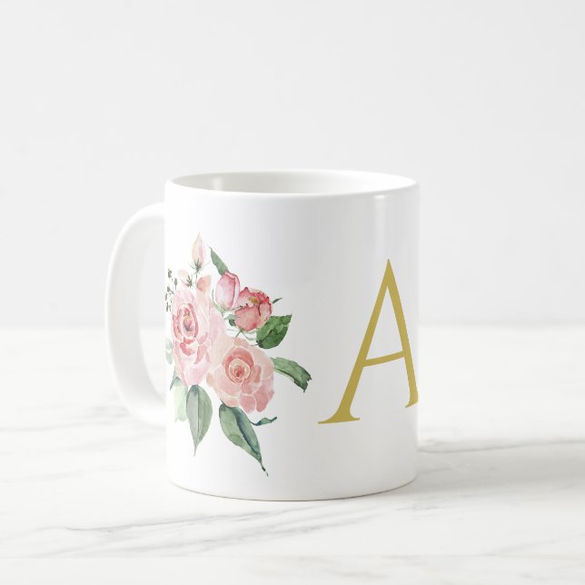 Personlig rosa ro kaffemugg (Framsida vänster)