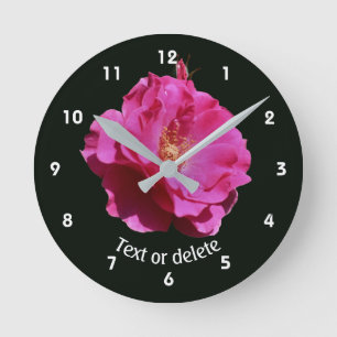 Personlig rosa ros blomma rund klocka