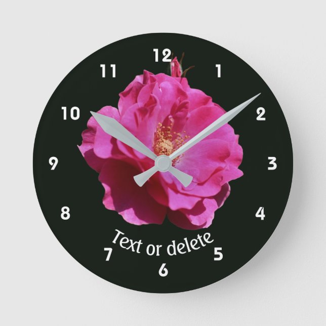 Personlig rosa ros blomma  rund klocka (Framsida)