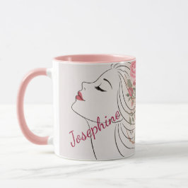 Personlig rosa ros blommig hårkläm elegant dam mugg