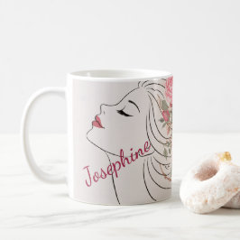 Personlig rosa ros blommig hårspänne elegant kvinn kaffemugg