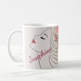 Personlig rosa ros blommig hårspänne elegant kvinn kaffemugg